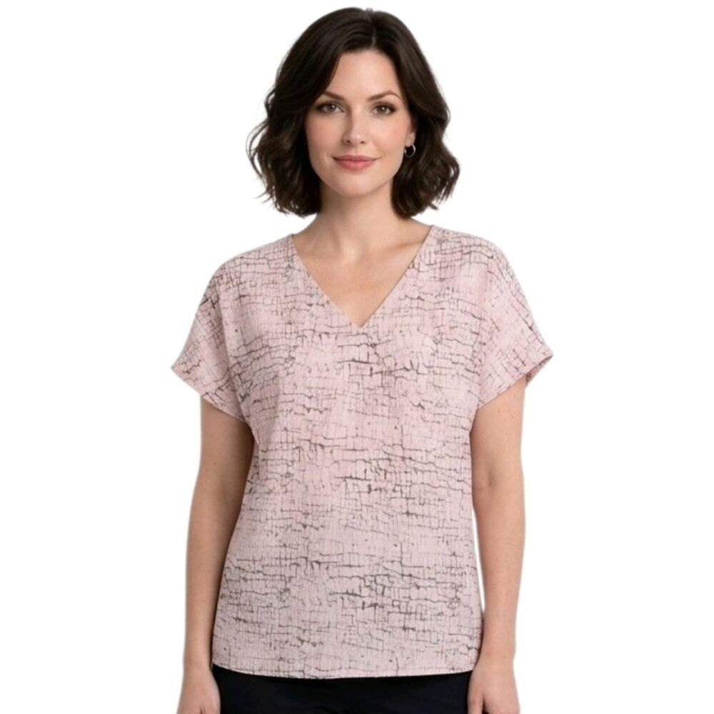 Hayden Los Angeles Blush Snakeskin Print V-neck Crossover Blouse Size S